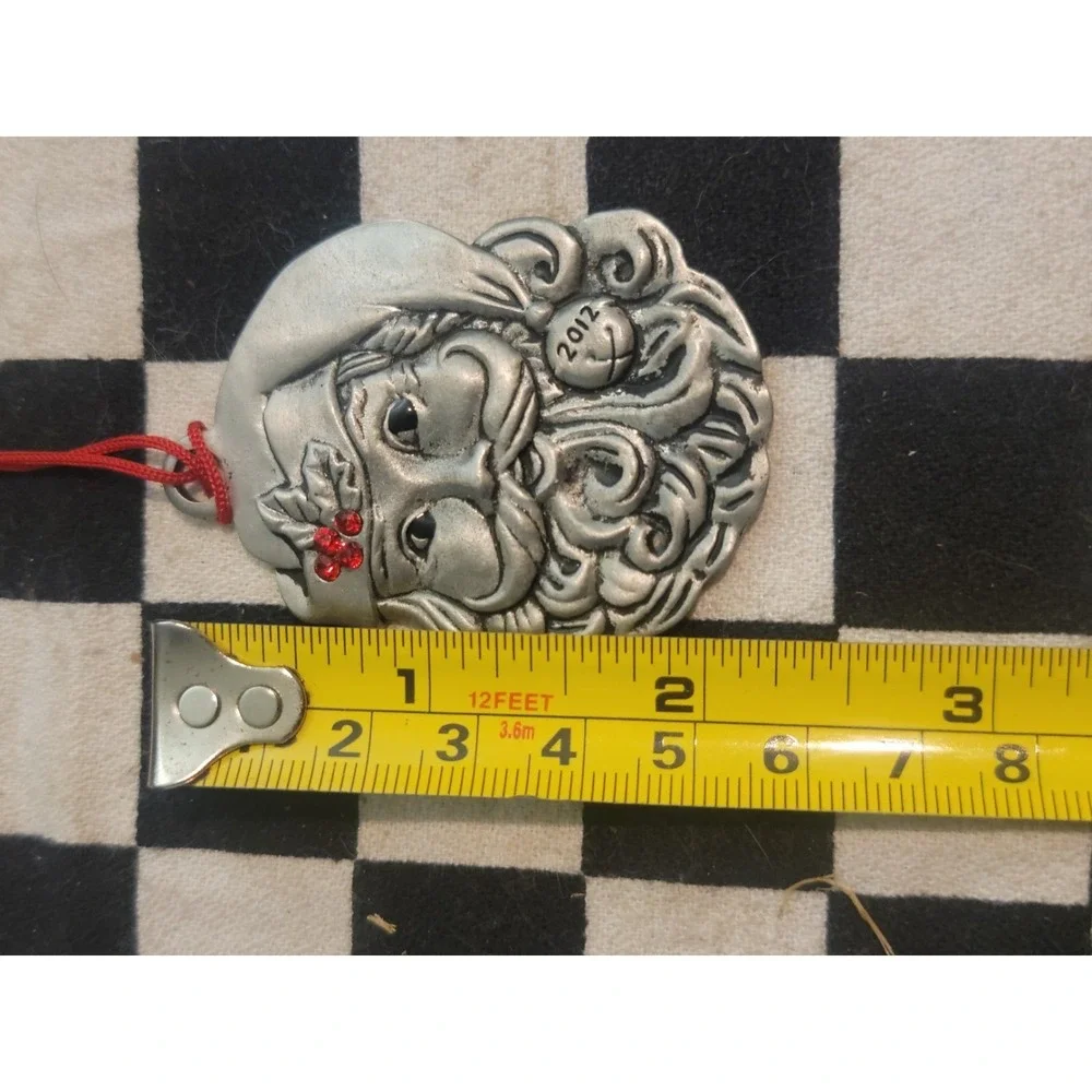 Avon Santa Face Christmas Ornament –‎ 2012 – Pewter Tone